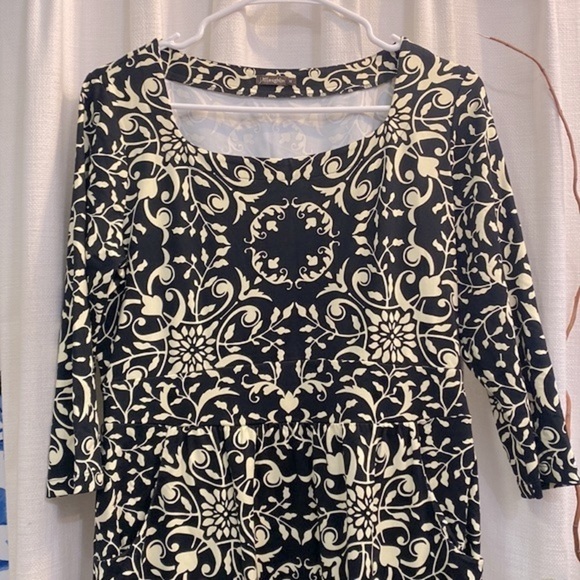 J. McLaughlin Catalina Cloth Black & White Nylon & Spandex Shift Dress Size M - Picture 2 of 7